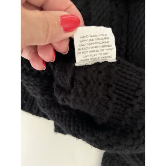 DUFFY Chunky Wool Cashmere Sweater Women M Black Cable Knit Fisherman Comfy Cozy - Picture 10 of 10